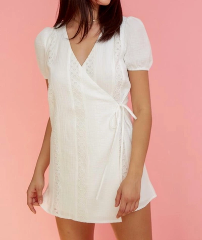 Blue Blush Eyelet Mini Dress In Off White In White
