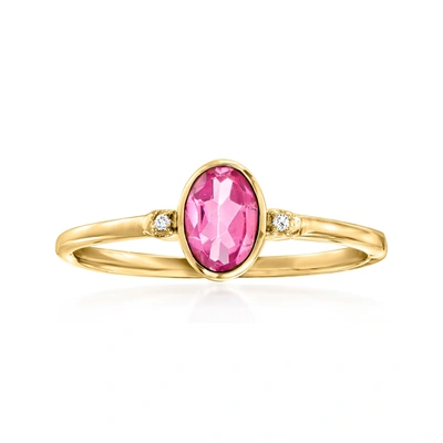 Rs Pure By Ross-simons Pink Topaz Ring With Diamond Accents In 14kt Yellow Gold In Pink