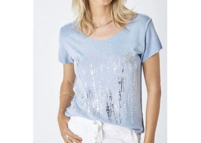 Look Mode Usa Waterfall And Star T-shirt In Silver/blue In Multi
