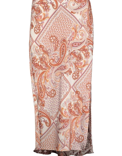 Shop Bishop + Young Tasso Slip Skirt In Coral Paisley In Beige