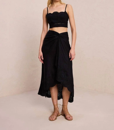 Shop A.l.c Heather Linen Eyelet Skirt In Black