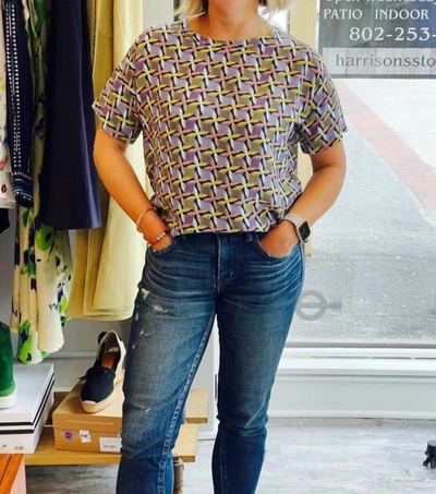 Attic And Barn Alonso Blouse In Blue/yellow In Multi