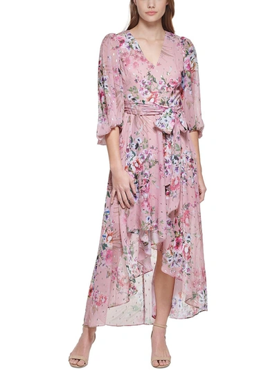 Shop Eliza J Womens Metallic Floral Maxi Dress In Multi