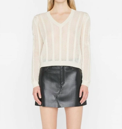 Shop Frame Pointelle Cashmere Ruched Sweater In Off White In Beige