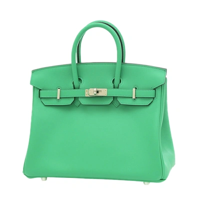 Shop Hermes Birkin 25 Leather Handbag () In Green