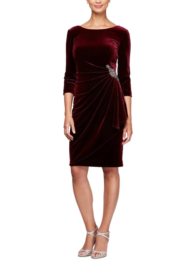 Shop Alex Evenings Womens Velvet Knee Cocktail And Party Dress In Pink