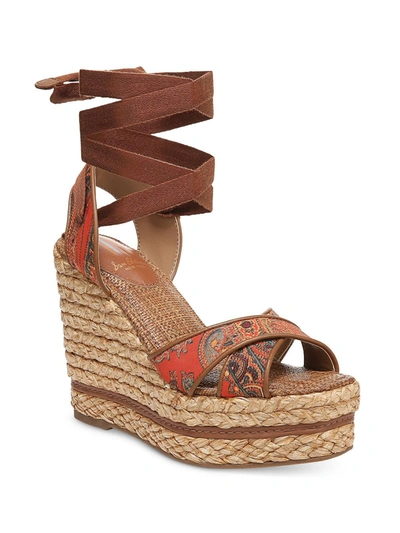 Shop Sam Edelman Vaughn Womens Paisley Raffia Wedge Sandals In Multi