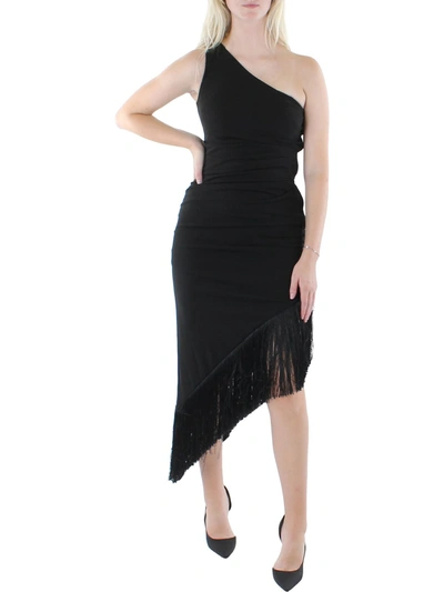 Shop Vince Camuto Womens Fringe-hem Hi-low Evening Dress In Black