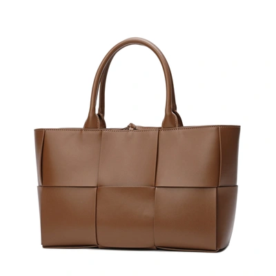 Shop Tiffany & Fred Paris Tiffany & Fred Woven Smooth Leather Tote Bag In Brown
