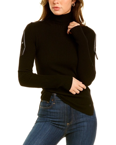 Shop Moncler Wool Turtleneck Sweater In Black