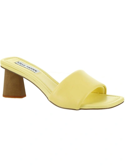 Shop Steve Madden Saged Womens Leather Slip On Slide Sandals In Yellow