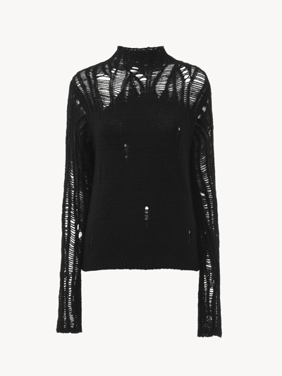 Shop Chloé Pull Ajusté Col Montant Femme Noir Taille M 82% Laine, 11% Alpaga, 7% Soie Tussah In Black