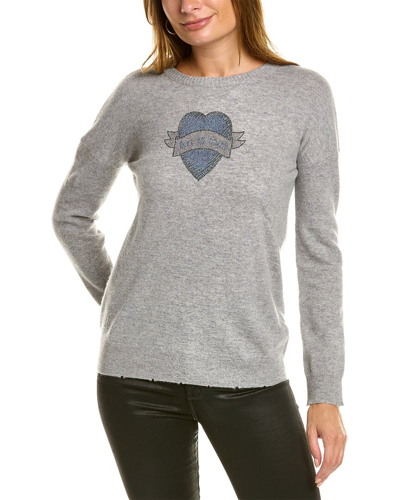 Shop Zadig & Voltaire Gaby Heart Strass Wool & Cashmere-blend Sweater In Grey