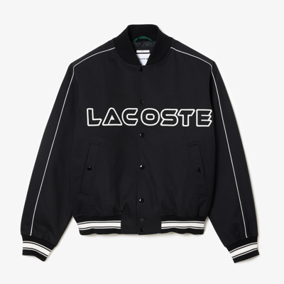 Shop Lacoste Unisex Embroidered Cotton Twill Bomber Jacket - Xxl In Black