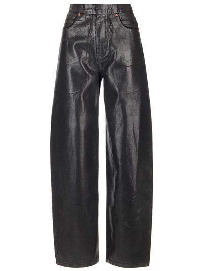 Shop Mm6 Maison Margiela Coated Tapered Jeans In Black