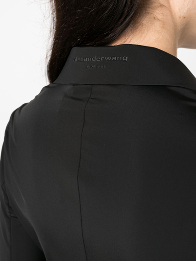 Shop Alexander Wang Women Button Down Shirt Back Collar Logo Dress In 001 Black