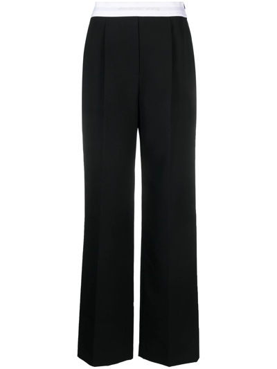 Shop Alexander Wang Women High Waisted Pleated Logo Elastic Trouser In 001 Black