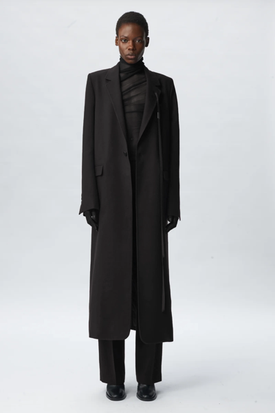 Shop Ann Demeulemeester Women Lieke Straight Tailored Brushed Wool Coat In 099 Black