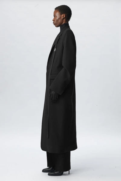 Shop Ann Demeulemeester Women Lieke Straight Tailored Brushed Wool Coat In 099 Black