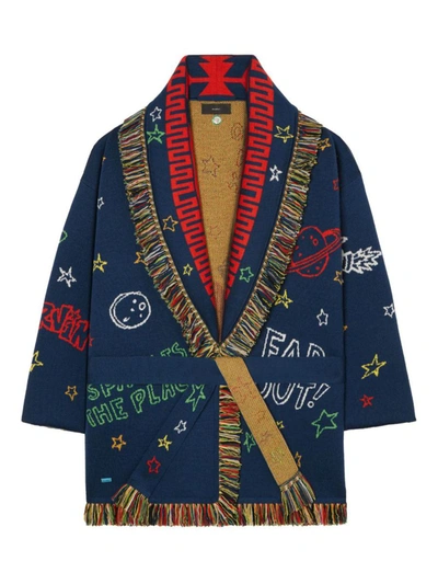 Shop Alanui Marvin The Martian Cardigan Naval Jack M Clothing In Blue