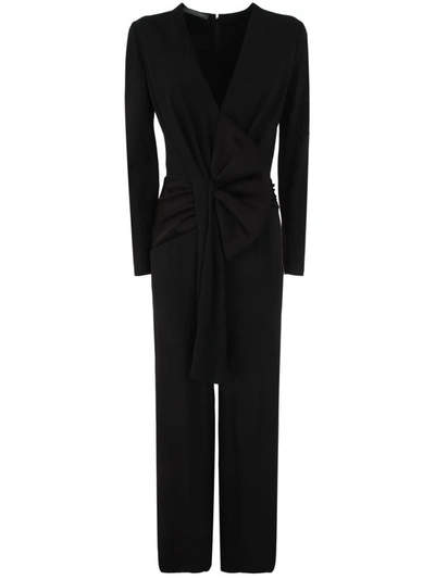 Shop Alberta Ferretti V Neck Long Dress With Trousers Clothing In Black