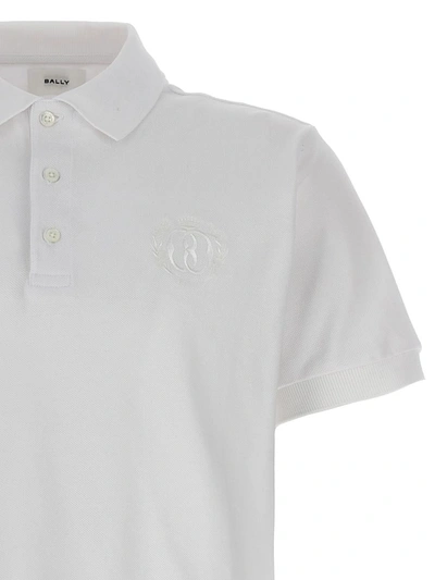 Shop Bally Embroidery Polo Shirt In White