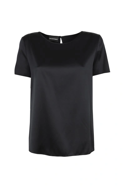 Shop Emporio Armani Ea7  Silk Satin Blouse In Black