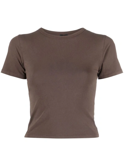 Entire Studios Brown Cropped T-shirt In Cotton In Brown