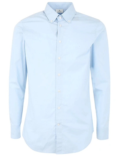 Shop Etro Fuji Botton Down Slim Shirt With Logo Clothing In Blue