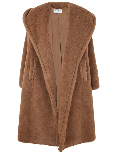 Shop Max Mara Apogee Teddy Coat With Hood Clothing In Brown