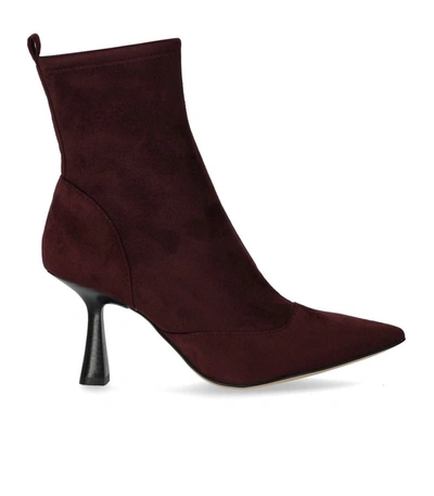 Shop Michael Kors Clara Burgundy Heeled Ankle Boot In Red