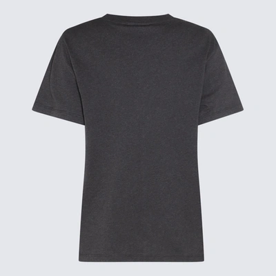 Shop Ganni Dark Grey, White And Violet Cotton T-shirt In Phantom