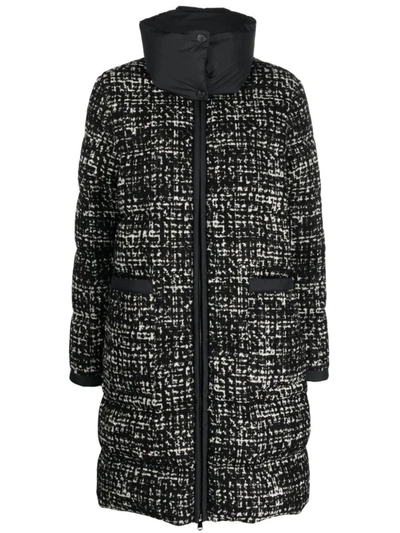 Shop Moncler Rhone Tweed Down Coat In Black