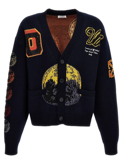 Shop Off-white 'cristy Moon Phase' Cardigan In Blue