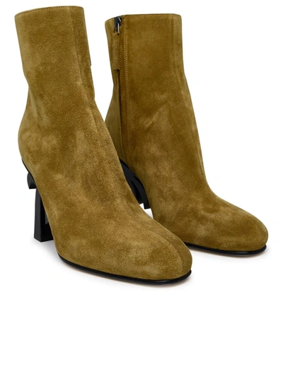 Shop Palm Angels Beige Suede Ankle Boots