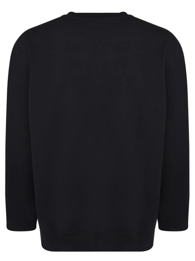 Shop Lanvin Black Embroidered Logo Relaxed Crewneck Sweatshirt