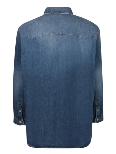 Shop Burberry Blue Long-sleeved Denim Shirt