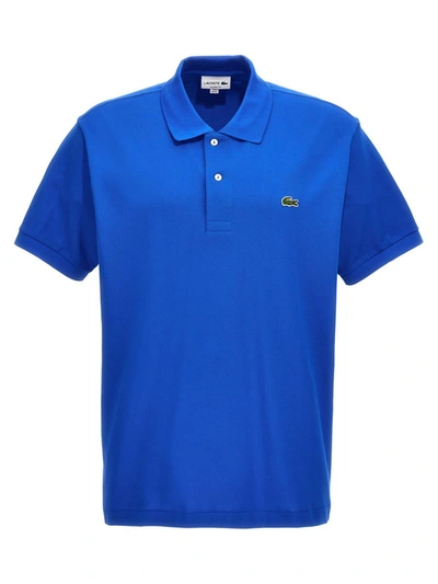 Shop Lacoste Logo Embroidery Polo Shirt In Blue