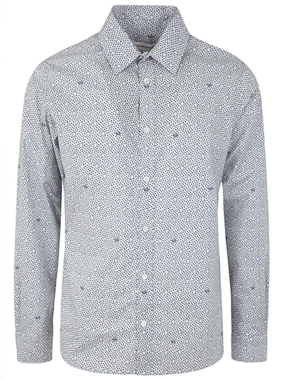 Shop Maison Kitsuné Classic Shirt In Shield Printed Cotton Clothing In Blue