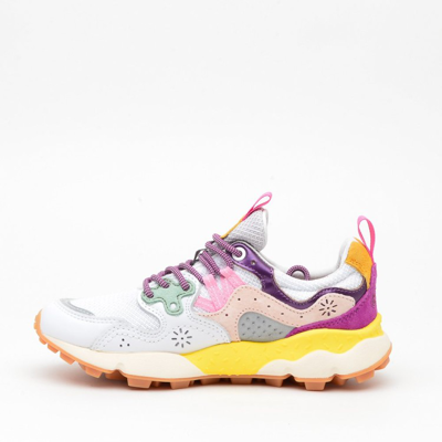 Shop Flower Mountain Yamano Sneakers In White Leather In Multicolor