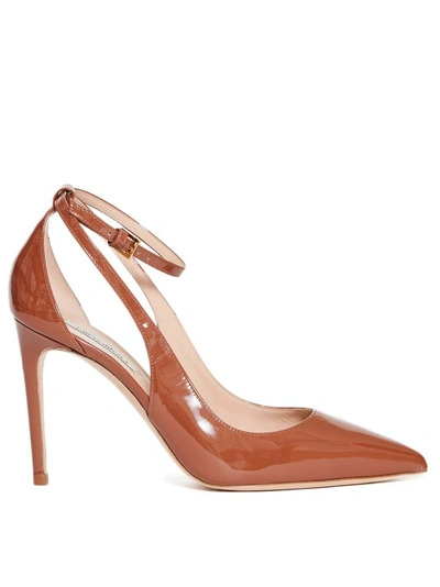 Shop Ninalilou 100mm Heel Mary Jane Patent Leather Pumps In Brown