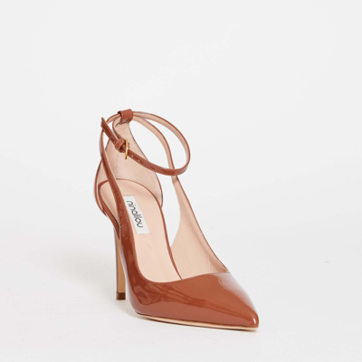 Ninalilou 100mm Heel Mary Jane Patent Leather Pumps In Brown