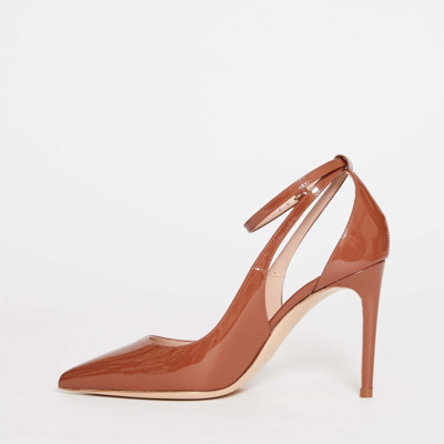 Shop Ninalilou 100mm Heel Mary Jane Patent Leather Pumps In Brown