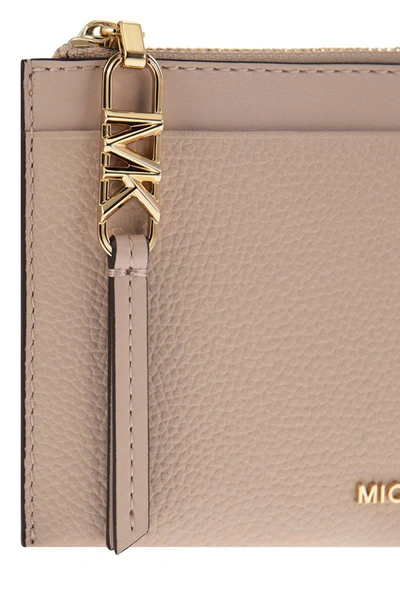 Shop Michael Kors Large Credit Card Holder In Grained Leather In Pink