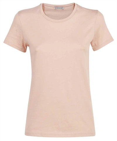 Shop Moncler Cotton Crew-neck T-shirt In Pink