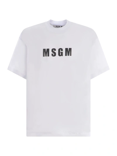 Msgm Logo-print Cotton T-shirt Clothing In White