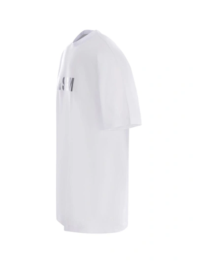 Msgm Logo-print Cotton T-shirt Clothing In White