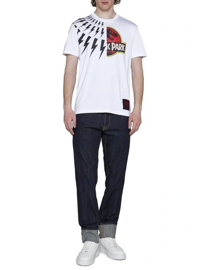Shop Neil Barrett T-shirts And Polos In Whi Blk Red