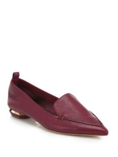 Shop Nicholas Kirkwood Beya Pebbled Leather Point Toe Loafers In Yellow