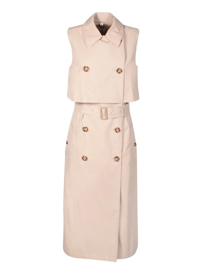 Shop Burberry Double-breasted Mona Trench Coat In Neutrals